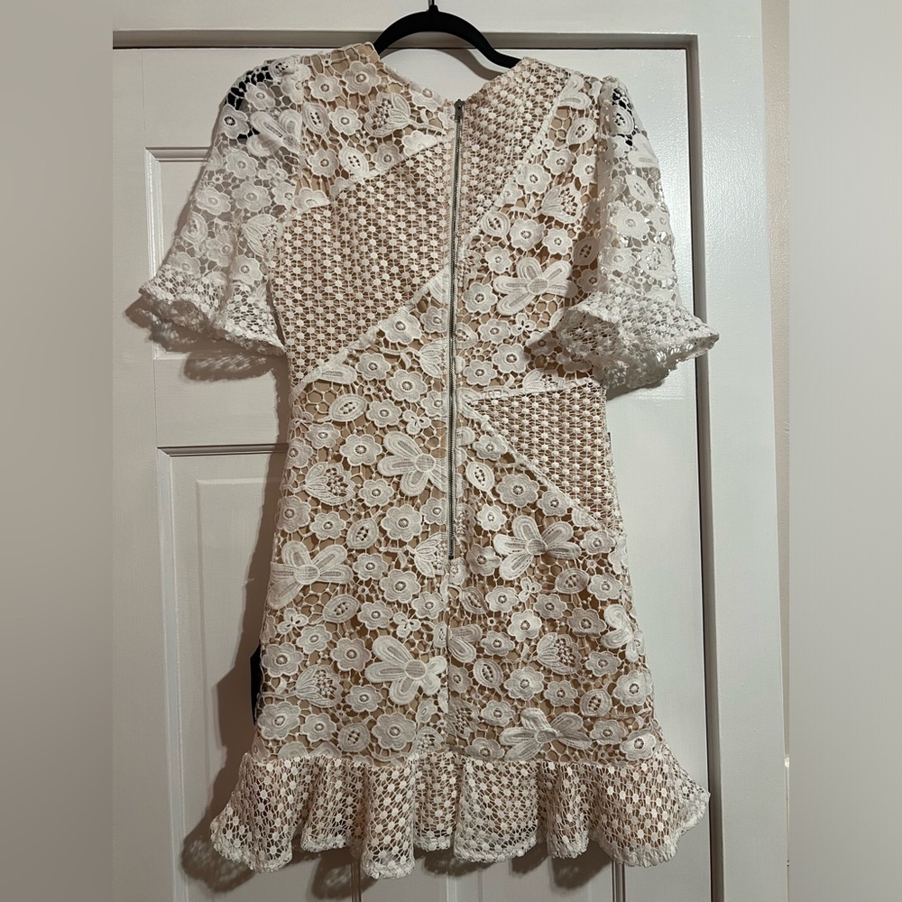 #131 LULUS • MY DEAREST WHITE LACE • SHORT SLEEVE MINI DRESS NWT - Picture 7 of 10